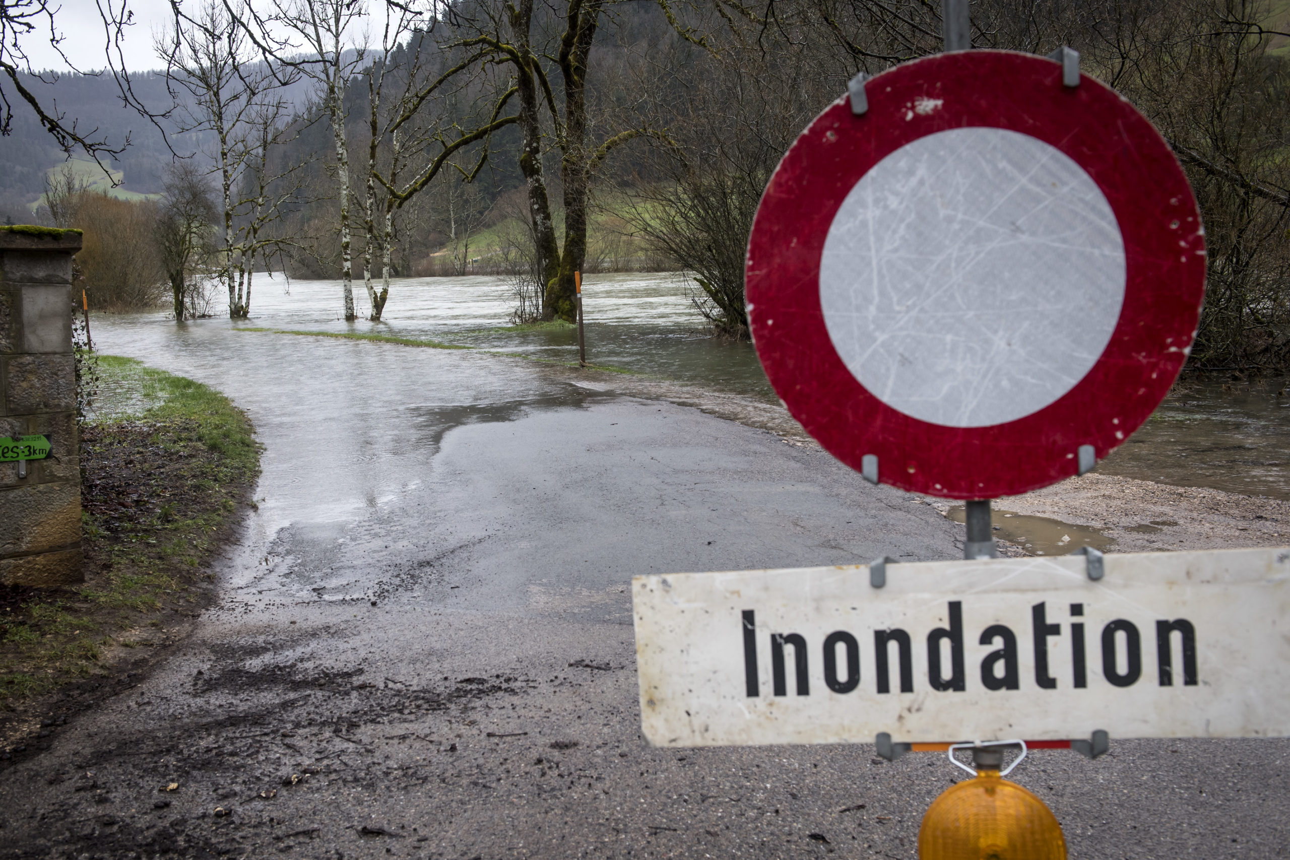 01.02.2021, Saint Ursanne, Crue du Doubs et inondations a Saint Ursanne dans le Jura
Photo Jean-Guy Python