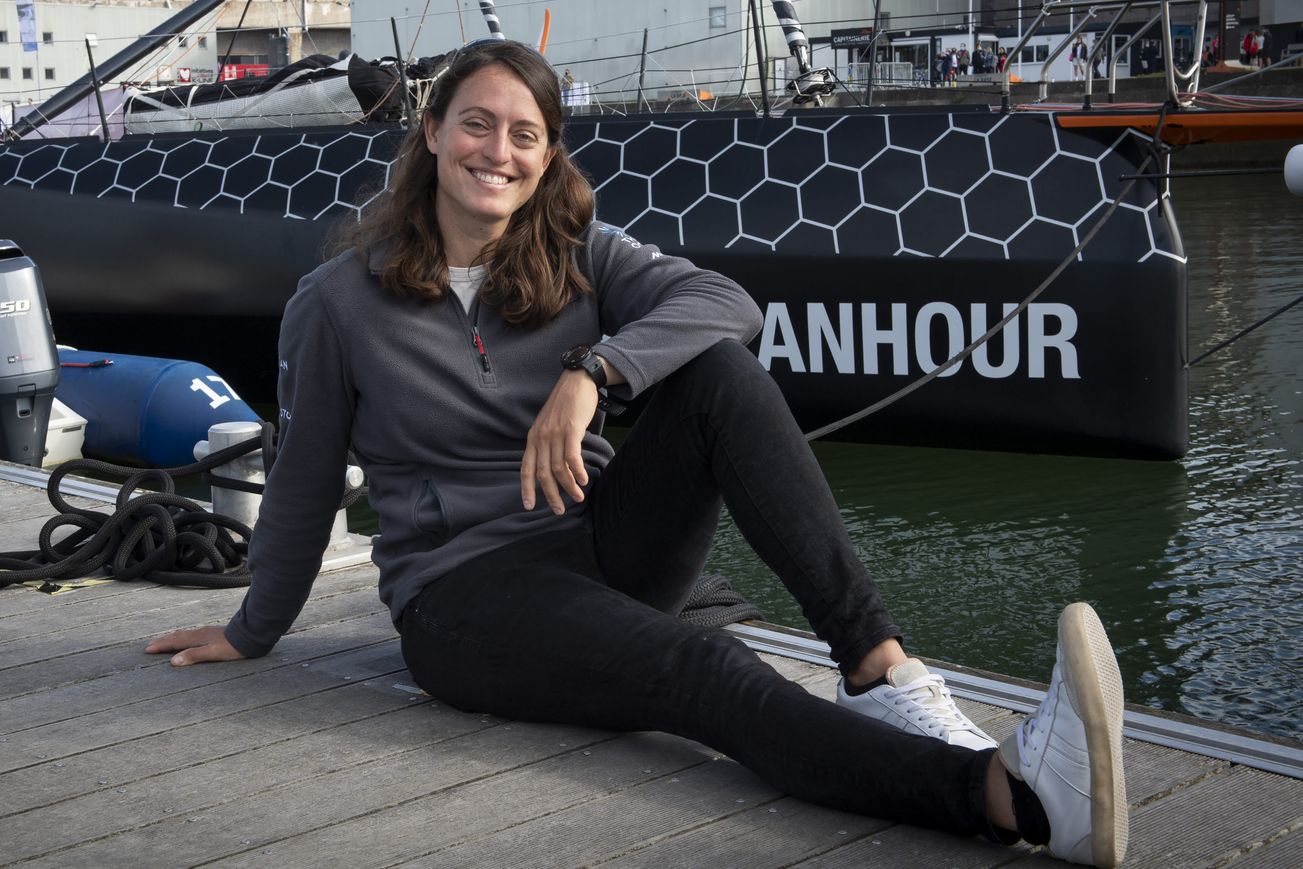 29.05.2021; Lorient; Voile; Depart de  Ocean Race Europe; Justine Mettraux a bord de « 11th Hour Racing »Photo Jean-Guy Python